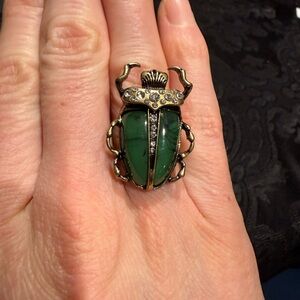 Elegant Green Scarab Beetle Ring